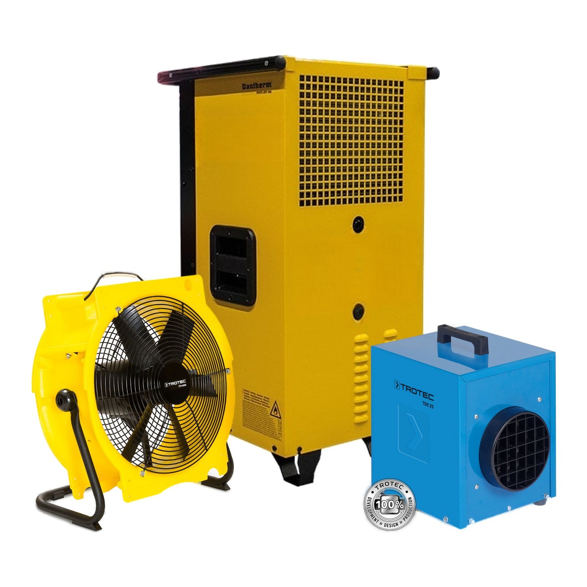 Combideal Dantherm Porta-Dry 400 (geel) + Trotec TDE 25 + Trotec TTV 4500